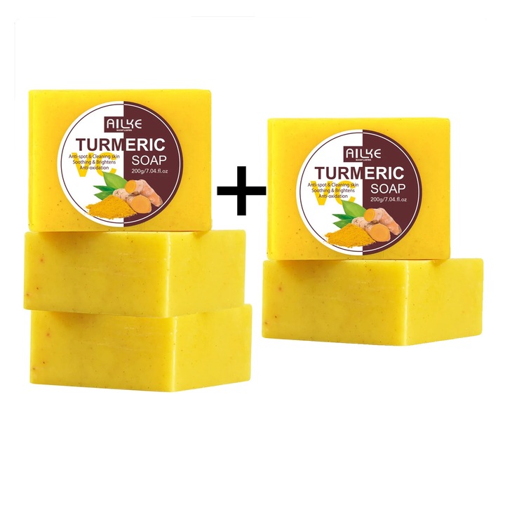 Натурален сапун с куркума, комплект от 5 броя, почистващ, хидратиращ, 200 г