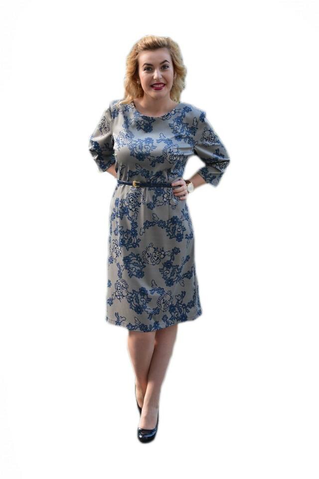 Rochie din saten cu imprimeu floral,D&J Exclusive, Albastru marin