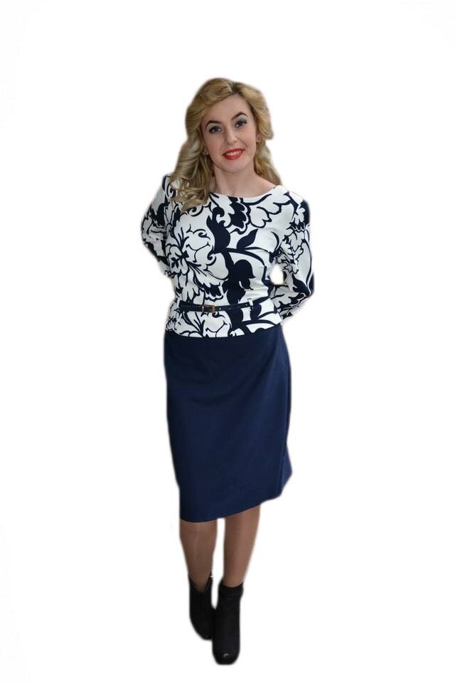 Rochie rafinata tip costum cu peplum,D&J Exclusive, Bleumarin/Alb