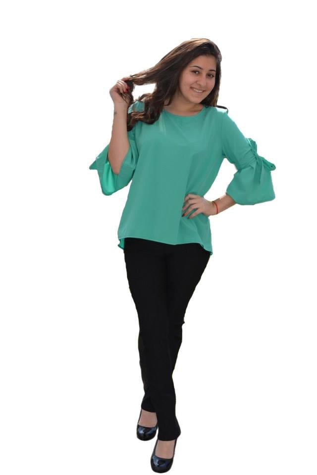 Bluza usoara de primavara cu maneca evazata,D&J Exclusive, Verde deschis