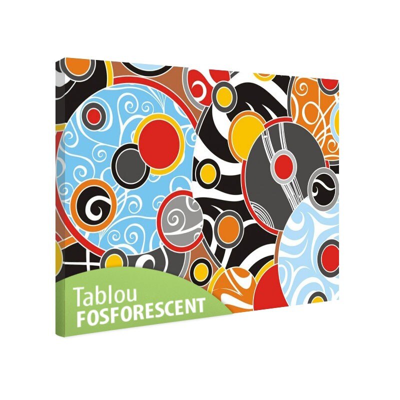 Tablou fosforescent Cercuri colorate 52x90 cm
