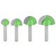 Freza cu cap rotund din otel tungsten, 6mm, 16-32mm, set de unelte pentru masini de taiat si gravat, verde+argintiu