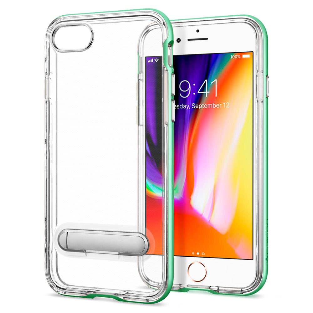 Husa protectie Iphone 7 Plus cu Kickstand magnetic, Transpatenta-Verde