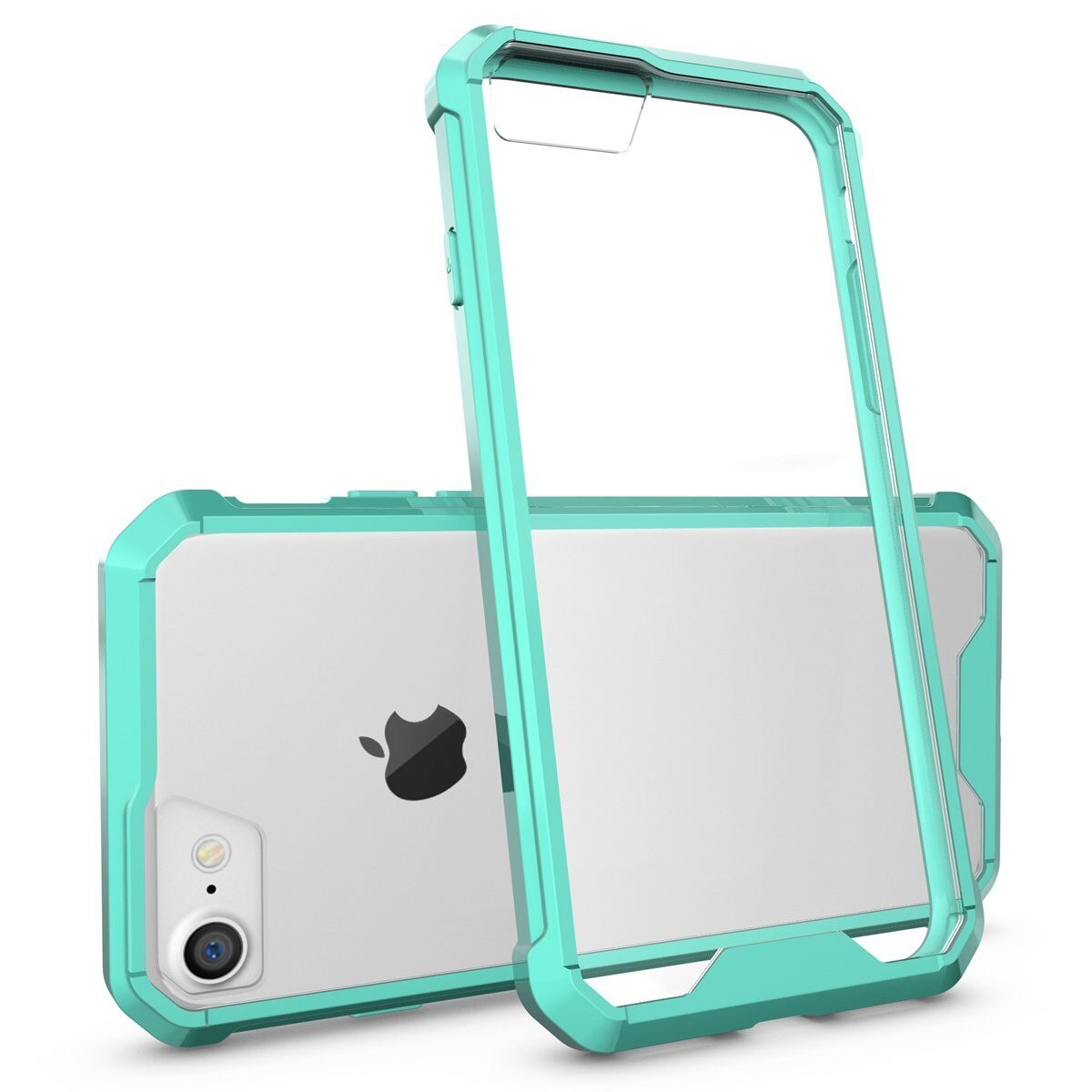 Husa iPhone 8 / iPhone 7, Hybrid Antisoc, carcasa spate PC transparenta cu cadru, Verde