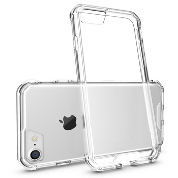 Husa iPhone 8 / iPhone 7, Hybrid Antisoc, carcasa spate PC transparenta cu cadru, Transparent