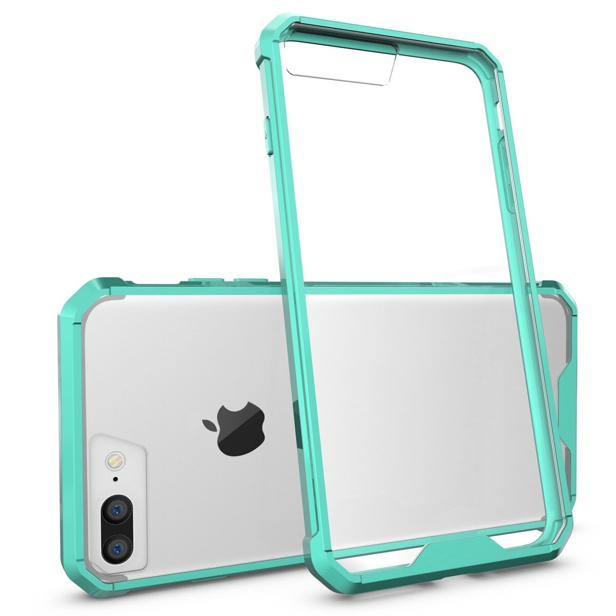 Husa iPhone 8 PLUS (+) / iPhone 7 PLUS (+), Hybrid Antisoc, carcasa spate PC transparenta cu cadru, Verde