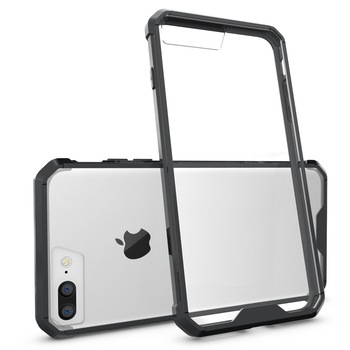 Husa iPhone 8 PLUS (+) / iPhone 7 PLUS (+), Hybrid Antisoc, carcasa spate PC transparenta cu cadru, Negru Husa iPhone 8 PLUS (+) / iPhone 7 PLUS (+), Hybrid Antisoc, carcasa spate PC transparenta cu cadru, Negru