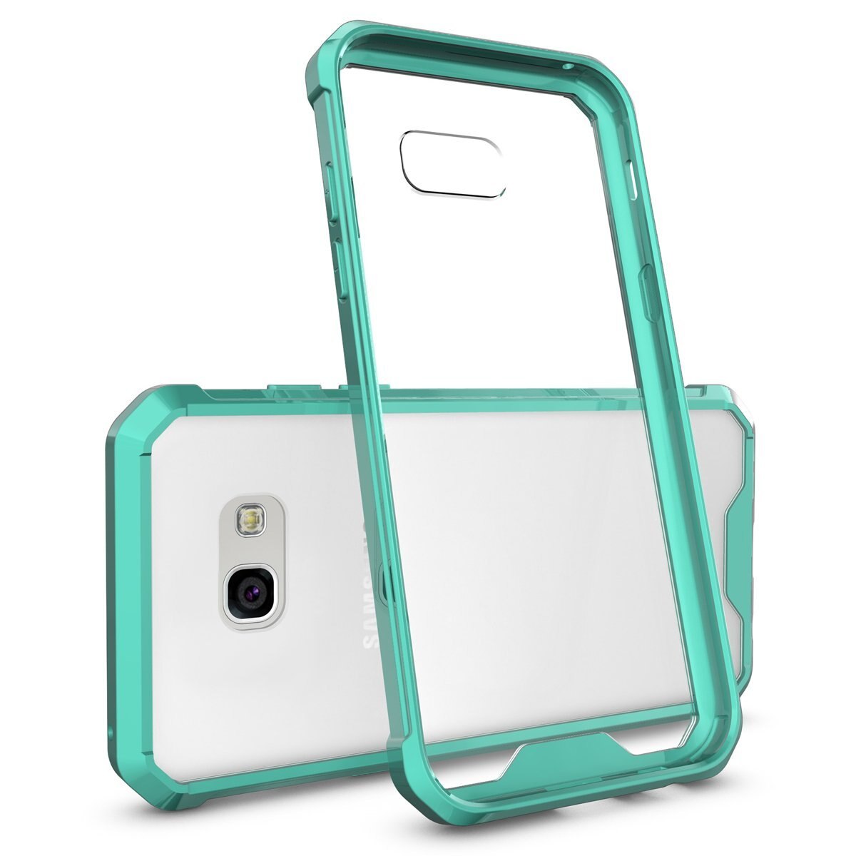 Husa Samsung Galaxy A7 2017, Hybrid Antisoc carcasa, spate PC transparenta cu cadru, Verde