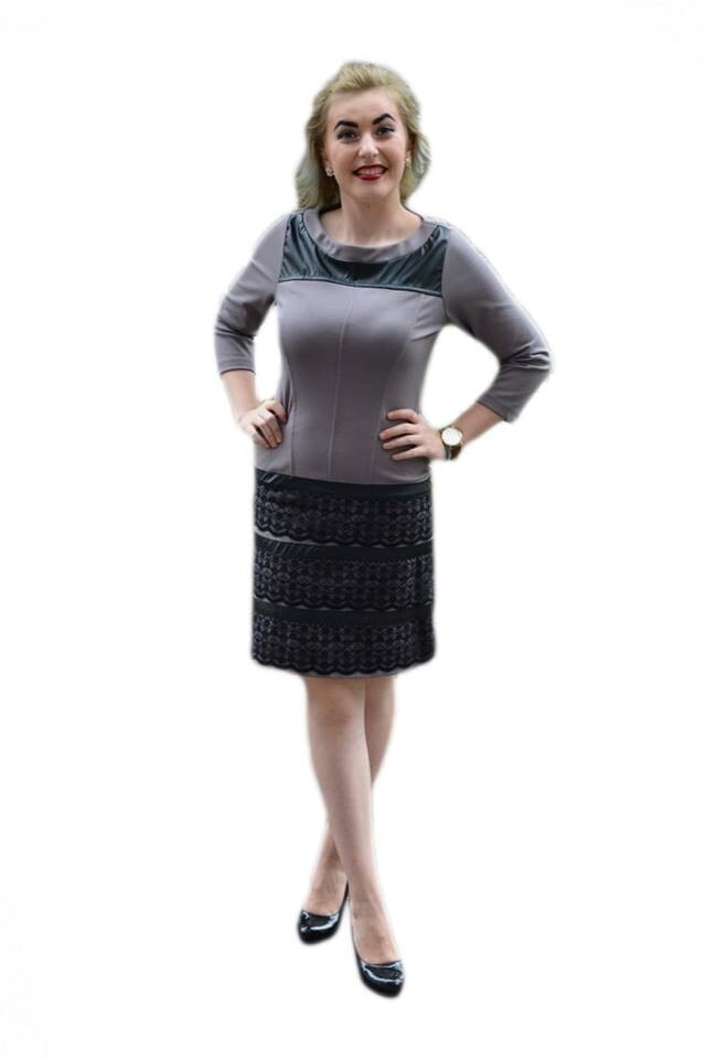 Rochie feminina, mulata, cu dantela,D&J Exclusive, Gri