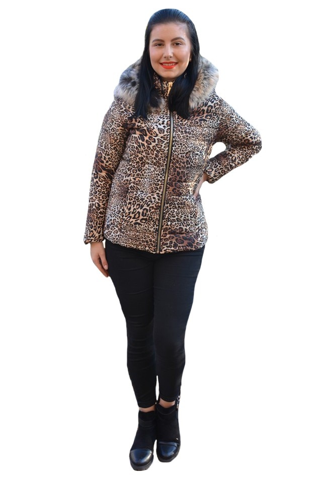 Jacheta casual Alexia ,imprimeu animal-print,D&J Exclusive, Maro