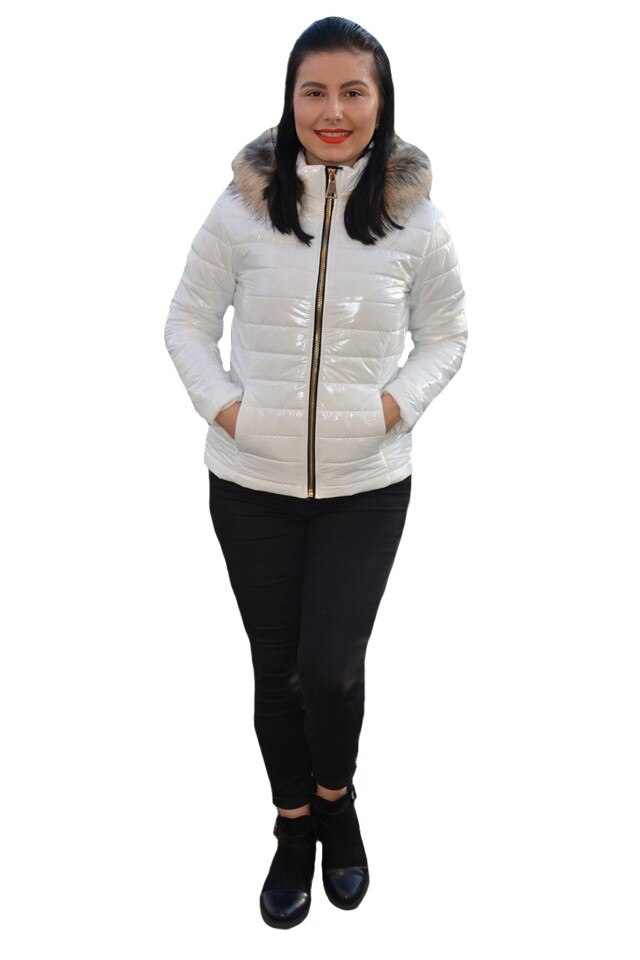 Jacheta casual Anca,scurta,model lucios,D&J Exclusive, Alb