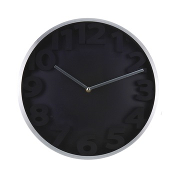 Ceas de perete cadru aluminiu, fundal negru Ceas de perete cadru aluminiu, fundal negru
