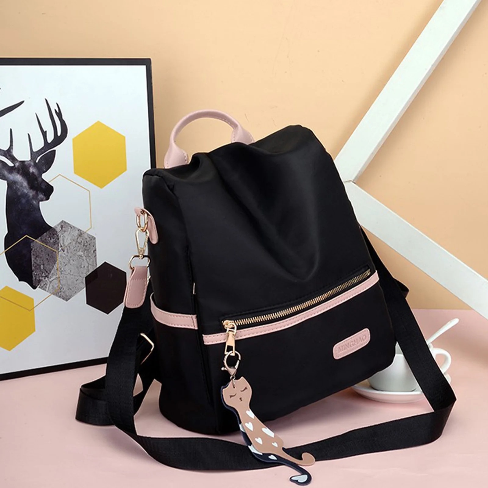 Rucsac dama ZYBLSSBB multifunctional negru 31x28x12cm antiefractie