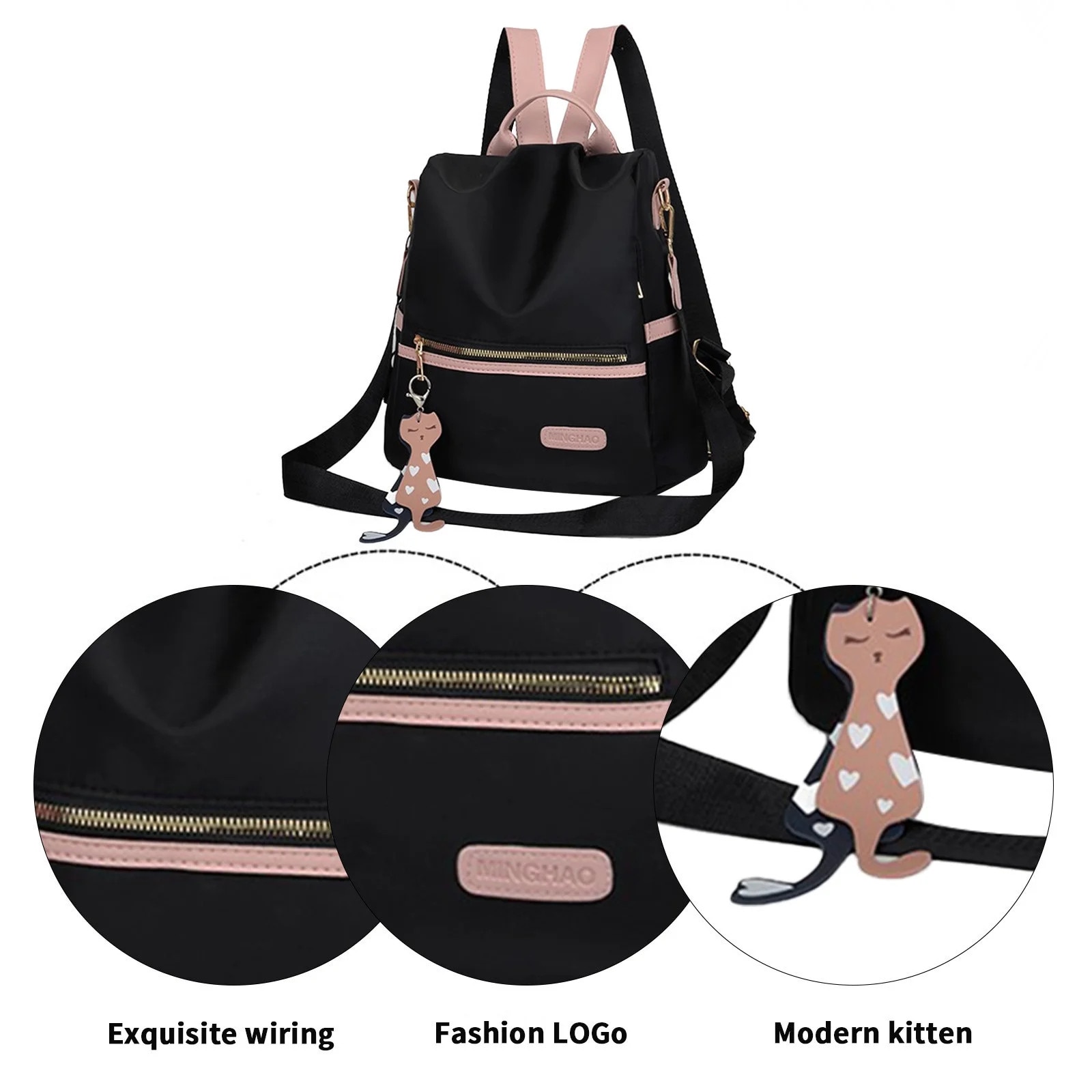 Rucsac dama ZYBLSSBB multifunctional negru 31x28x12cm antiefractie