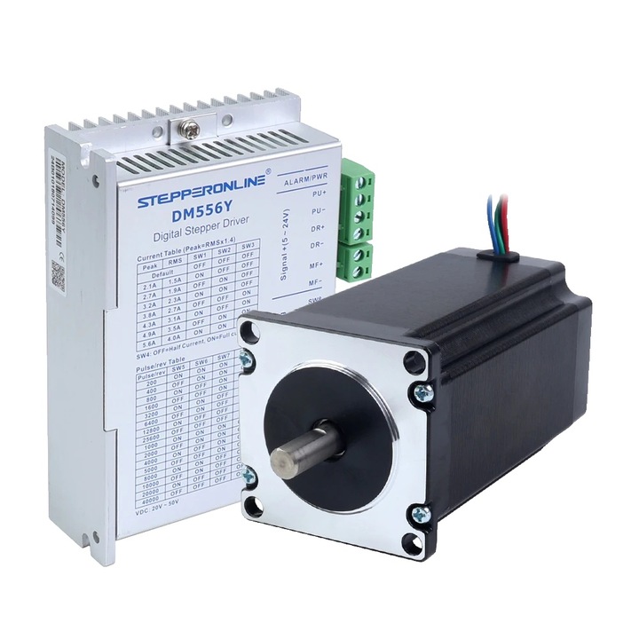 Kit motor pas cu pas, cuplu de mentinere de 3 Nm, unghi de pas de 1,8 grade, curent de 5 A, 8 mm