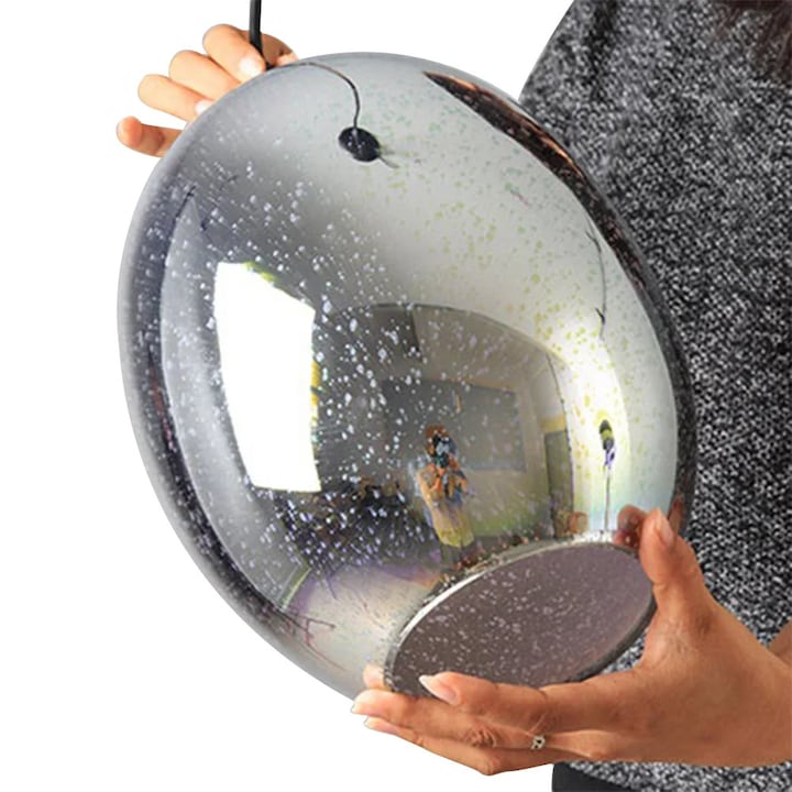 Lustra moderna argintie, inaltime ajustabila, iluminare ambientala, E27