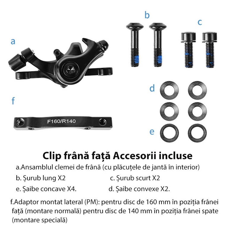 Kit frana disc bicicleta, Rqiurpn, frane mecanice fata si spate