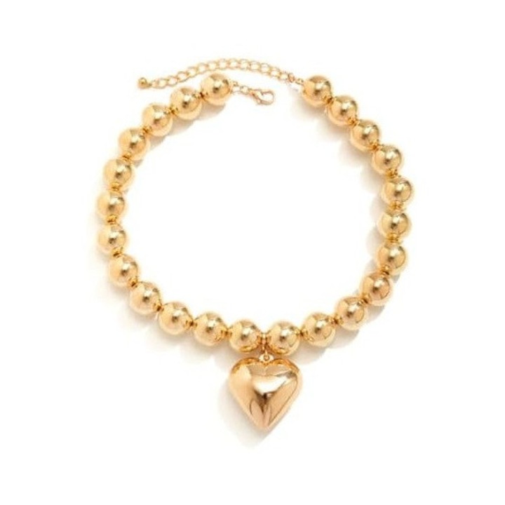 Colier cu pandantiv inima si margele geometrice