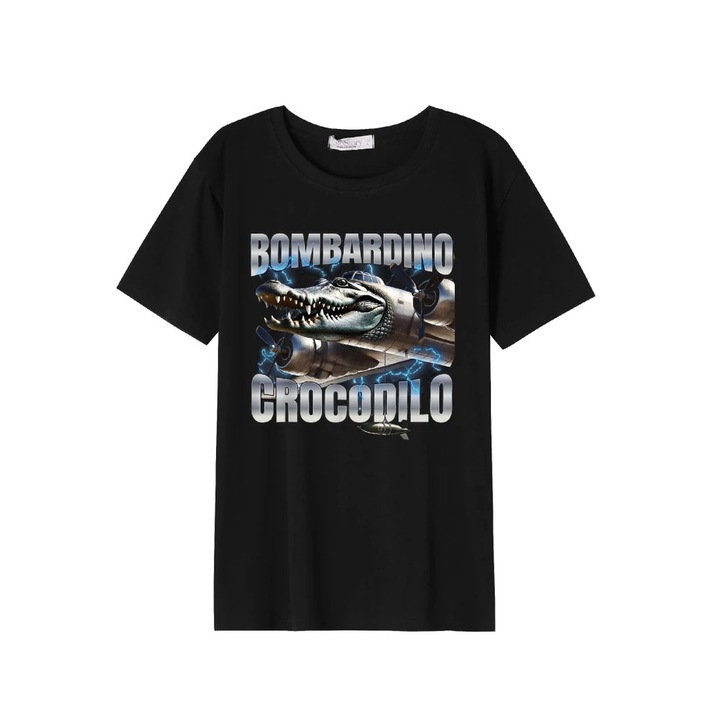 Тениска Bombardino Crocodilo, M, Черен