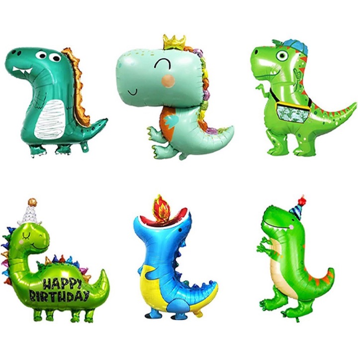 Комплект от 6 балона с динозаври, GERUI, ярки цветове, издръжливи материали