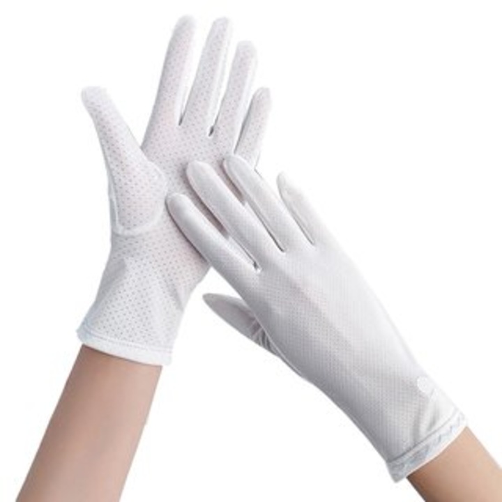 Manusi dama TRADERPLUS, poliester, protectie UV, touchscreen, alb, marime universala