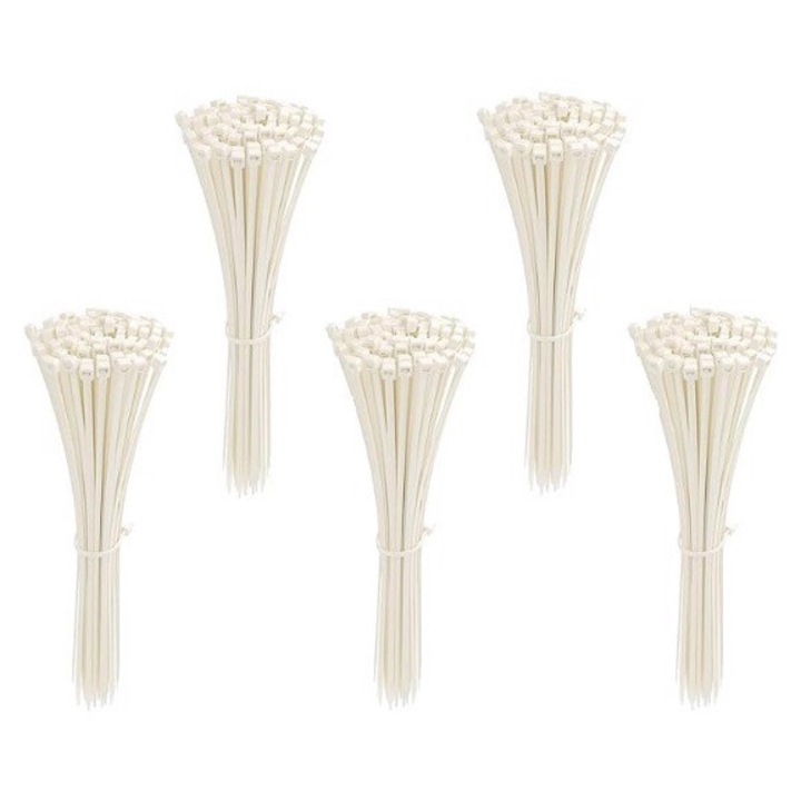 Coliere de prindere set 500 buc, LIKERAINY, 300x3,5mm, alb