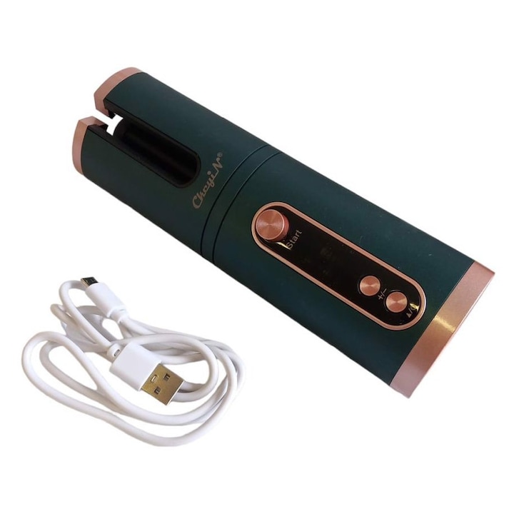 Ondulator automat pentru par, AAMAZON, fara fir, 6 setari temperatura, 6 setari timp, 25,5x11,8x11,8cm