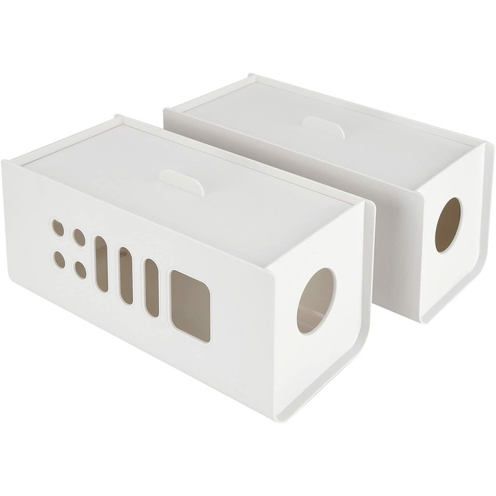 Set 2 cutii de depozitare pentru cabluri, GOYADA, alb, 30x13x13cm