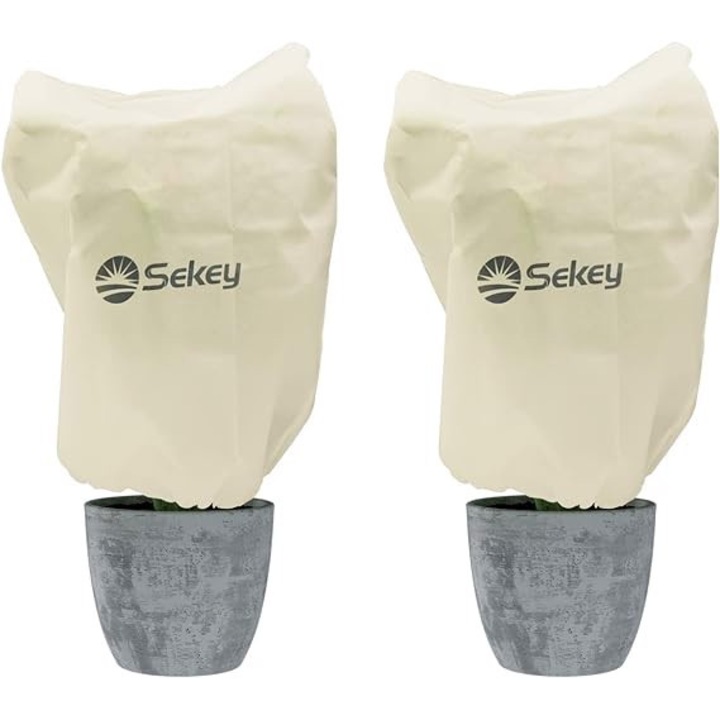 Set 2 Huse pentru plante AMAZON, alb, din material respirabil, rezistent la UV