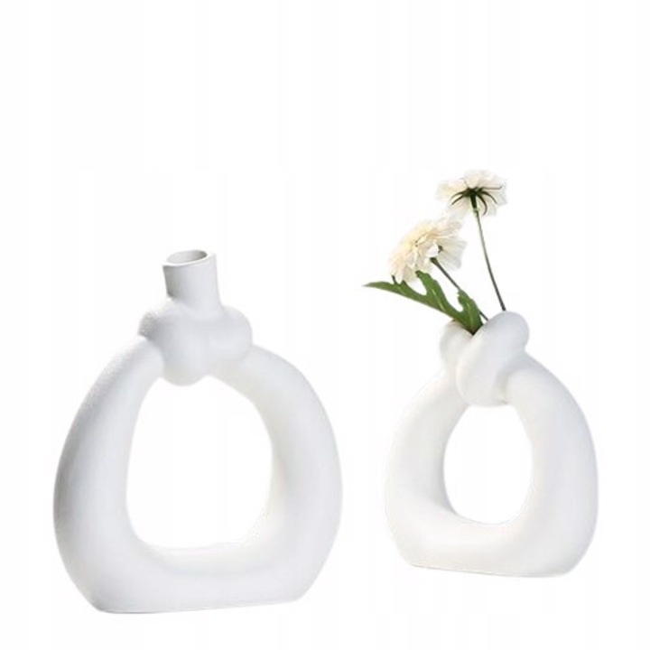 Set vaze ceramice THE7BOX, 2 bucati, alb, 15x18x19cm