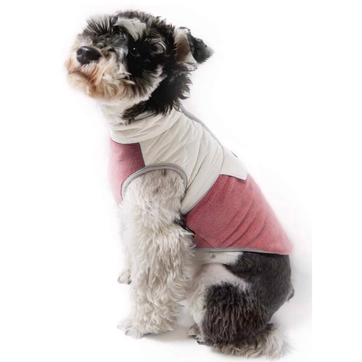 Jacheta pentru caini, AAMAZON, polar, roz, marimea L, usor de imbracat, lavabila la masina