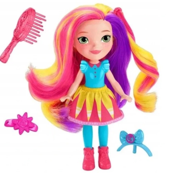 Papusa Sunny Day cu par lung, set de coafare, 16cm, multicolor
