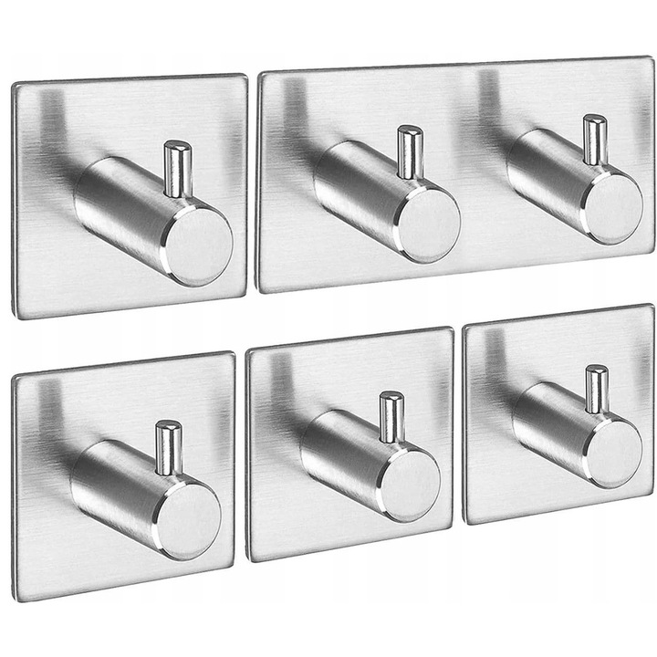 Suport pentru prosoape 4+1, KLKIT, inox, argintiu, 9x4,5cm, 4,5x4,5cm