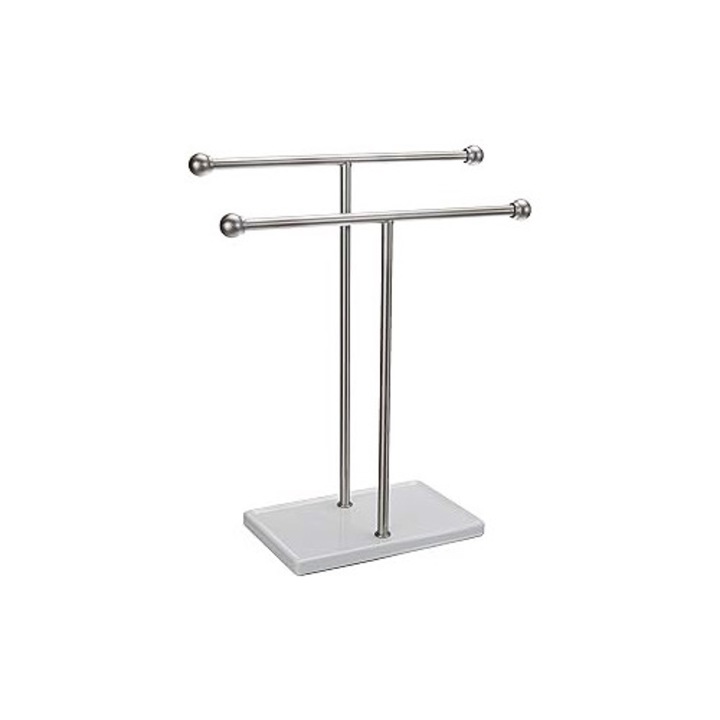 Suport pentru prosoape, AAMAZON, 2 suporturi, metal, 33x28cm si 28x28cm, argintiu