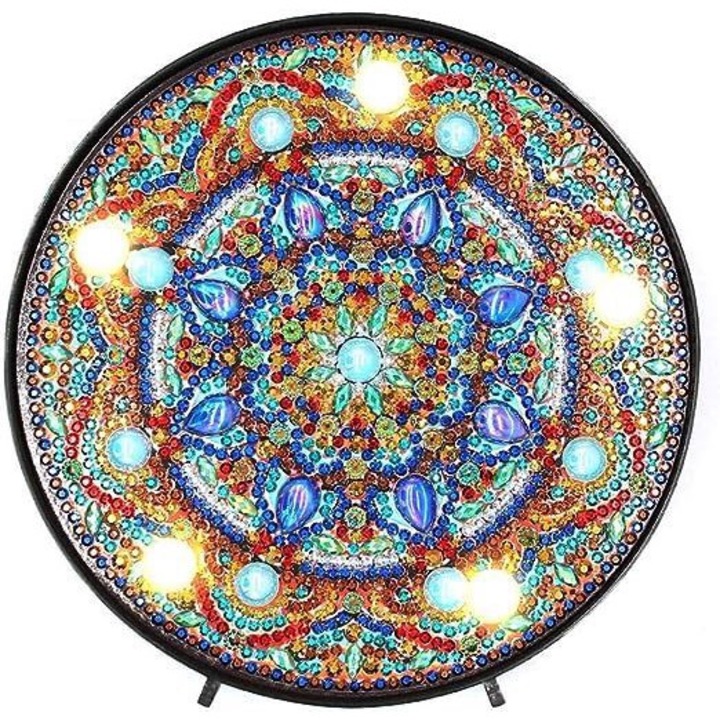 Lampa de veghe copii Amazon, decorare DIY, 15x15cm, cristale si LED