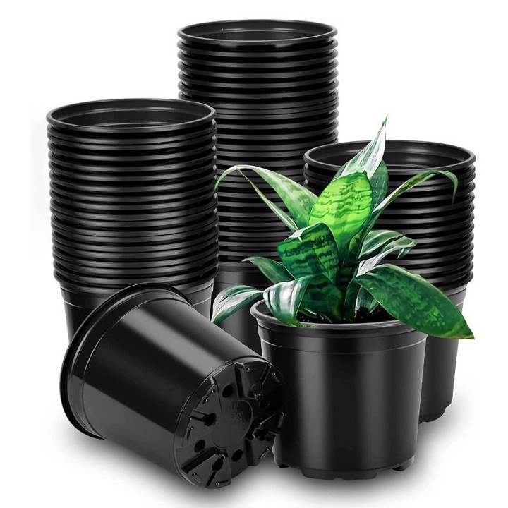 Комплект от 60 пластмасови саксии, AAMAZON, 9 см, черен цвят, за цветя и растения