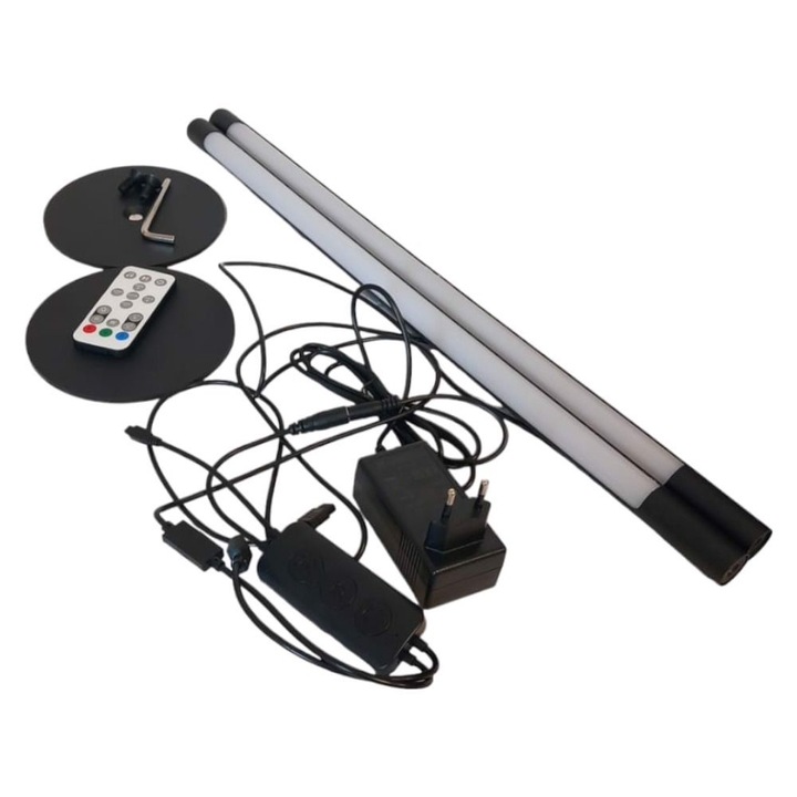 Set 2 lampi LED RGB inteligente, Amazon negru, 15x55cm