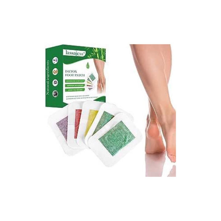 Plasturi detoxifiere pentru picioare, Amazon, set 20 bucati, 100% ingrediente naturale, imbunatateste circulatia, relaxeaza corpul