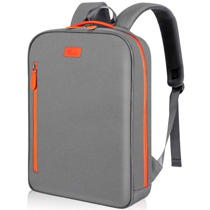 Rucsac laptop Amazon, multifunctional impermeabil, gri/portocaliu, 42 x 30 x 8.5 cm