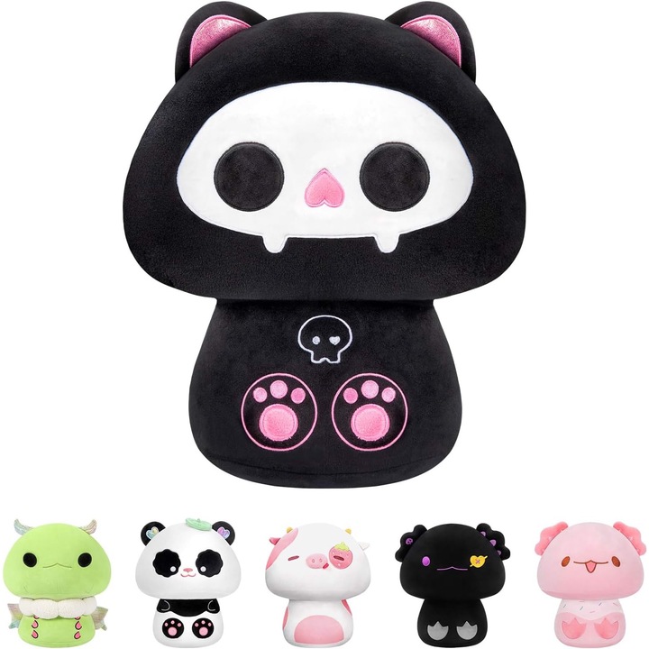 Плюшена играчка, Mewaii, скелет на котка, черна, 20x16x13.2 см