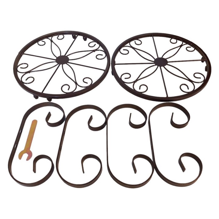 Suport pentru plante, AAMAZON, metal forjat, negru, 23x9.5cm