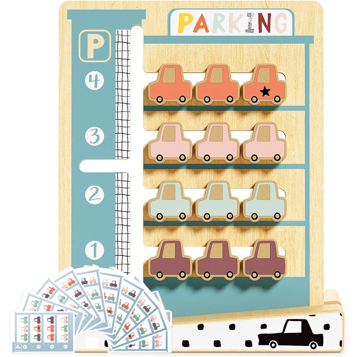 Jucarie educationala din lemn, TOP BRIGHT, dezvoltare abilitati motorii, coordonare mana-ochi, 25,6x23x5cm