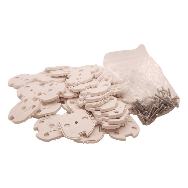 Set 49 capace pentru prize electrice BEARTOP, Alb, 3.5x3.5cm