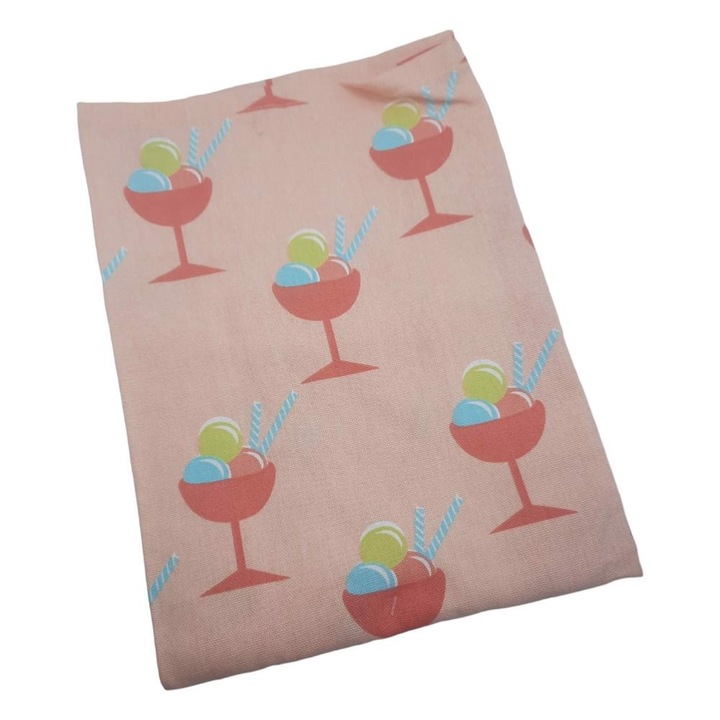 Fartuch bucatarie AAMAZON, 60x90cm, din bumbac, model cu inghetata