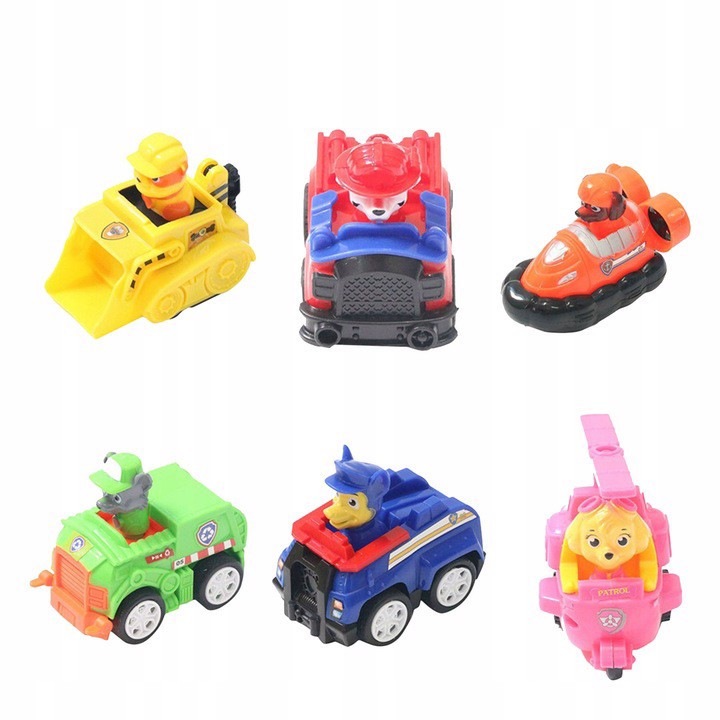 Figurine mini cu vehicule, Psi Patrol, set 6 piese, multicolor