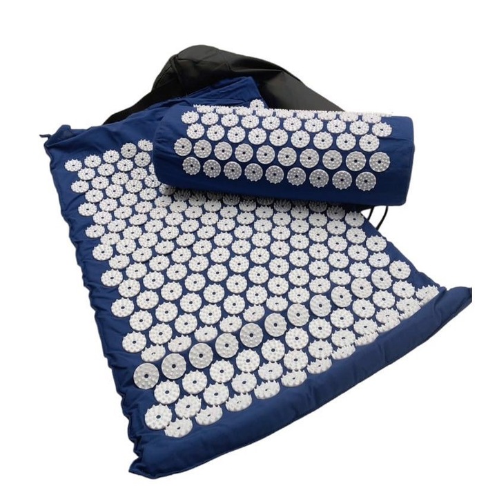 Set masaj presopunctura, Amazon, mata 61x39x2cm, perna 37x14x9cm, albastra
