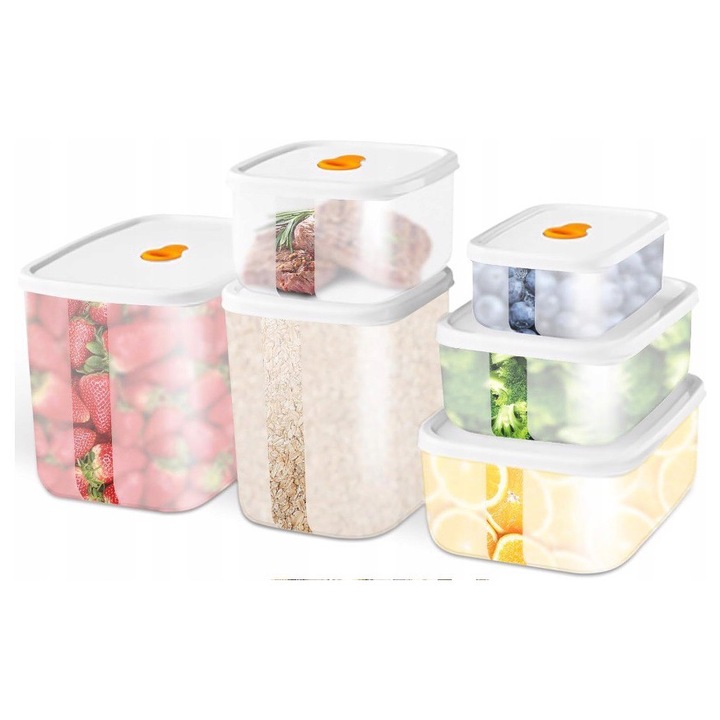 Комплект контейнери за храна Amazon, 6 части, 310 мл-2050 мл, силикон, без BPA, многоцветни