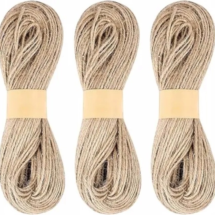 Sfoara din jute naturala, set 5 role, 50m fiecare, 2mm, Flintronic
