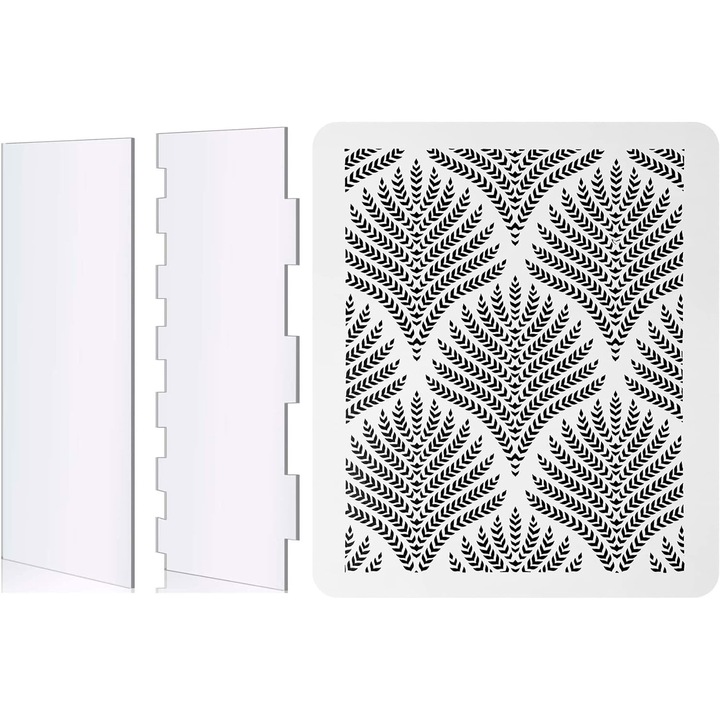 Torta díszítő eszközkészlet, Guangyuan, 2 átlátszó akril spatula, 1 sablon, 24x10cm, 24,5x21cm