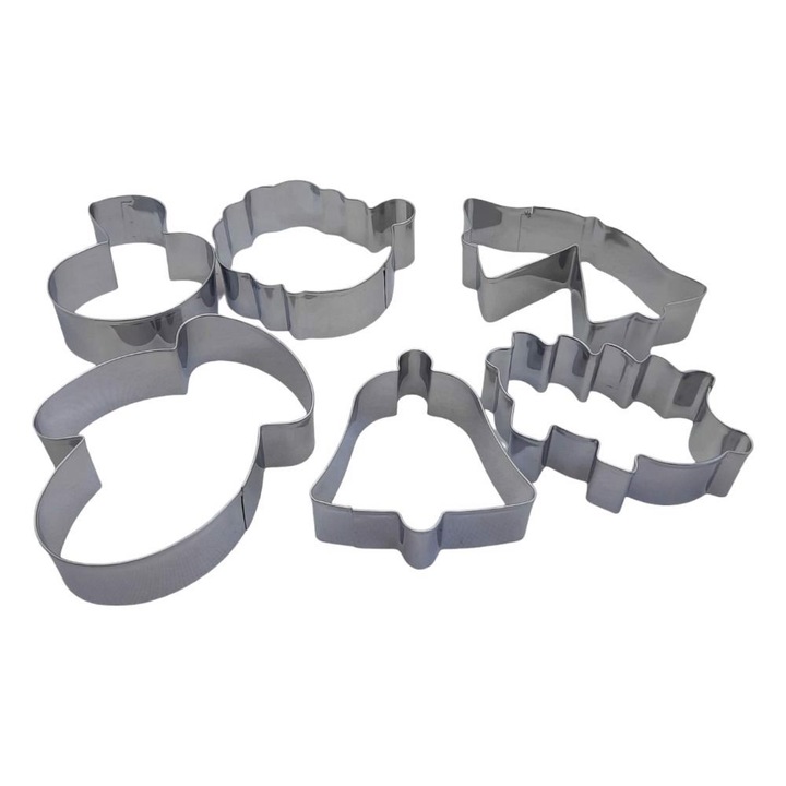 Set forme prajituri, AAMAZON, 6 bucati, metal, inox, argintiu